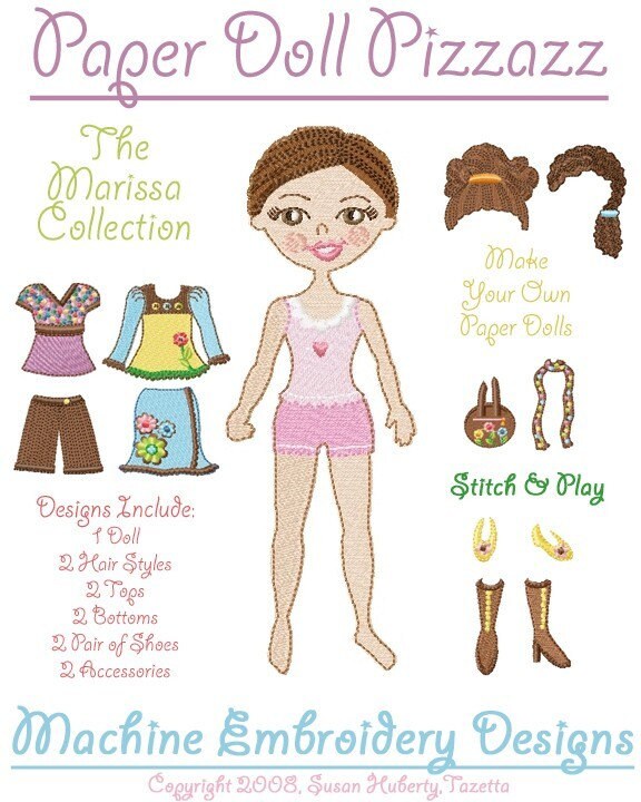 free machine embroidery paper dolls