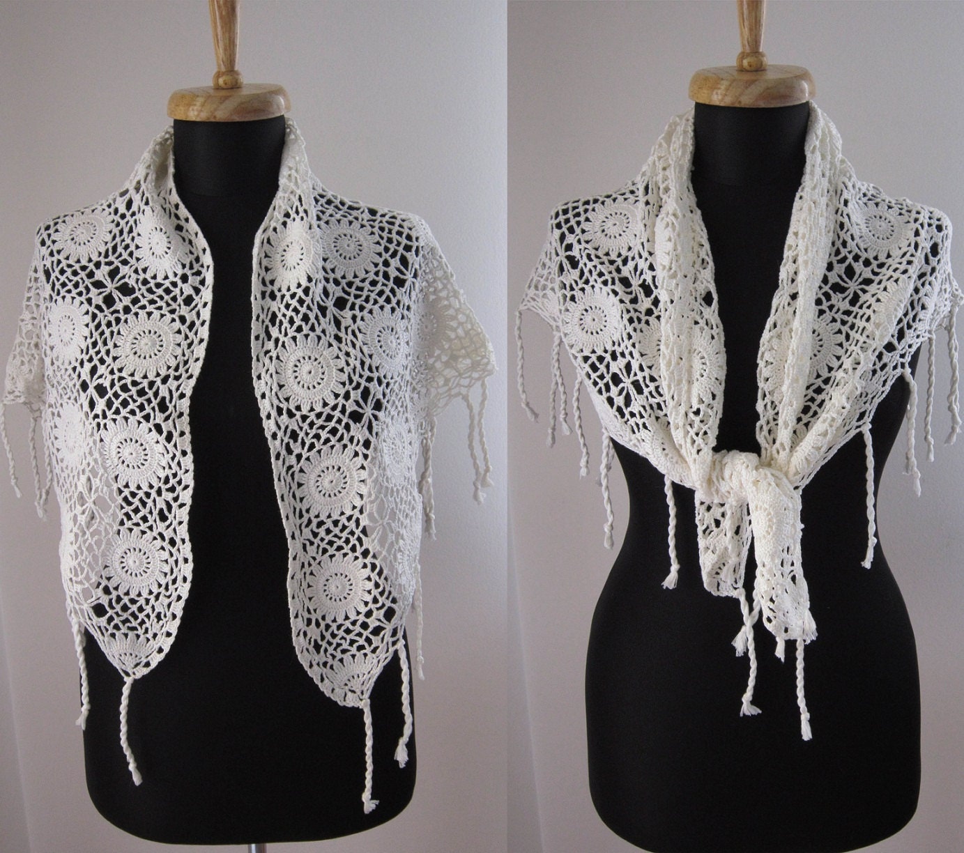 Crocheted Lace Triangle Shawl Pattern - Premier Yarns : Deborah
