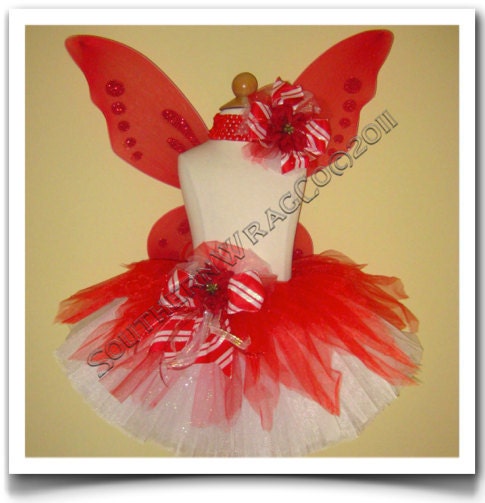 CHRISTMAS Red and White PIXIE FAIRY Tutu Set OSFA Toddler to Teens 